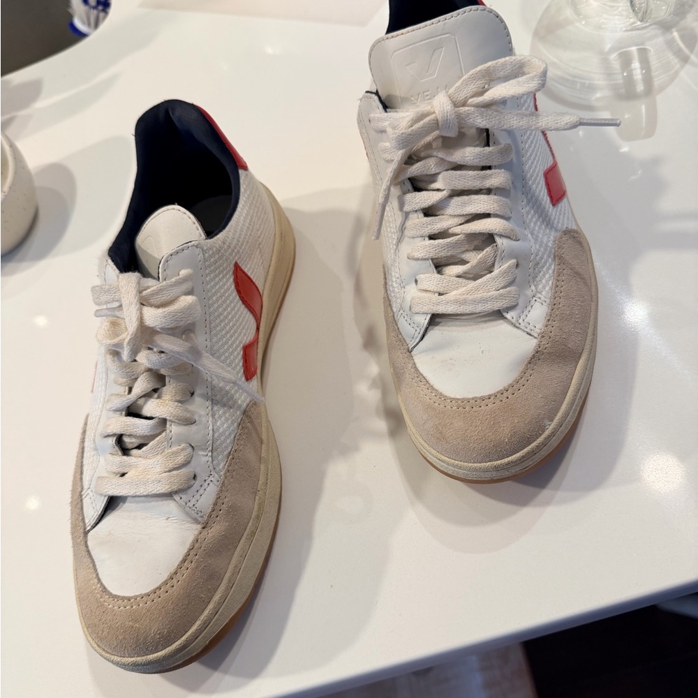 Veja V12 White and Pink accent  Women's Sneakers